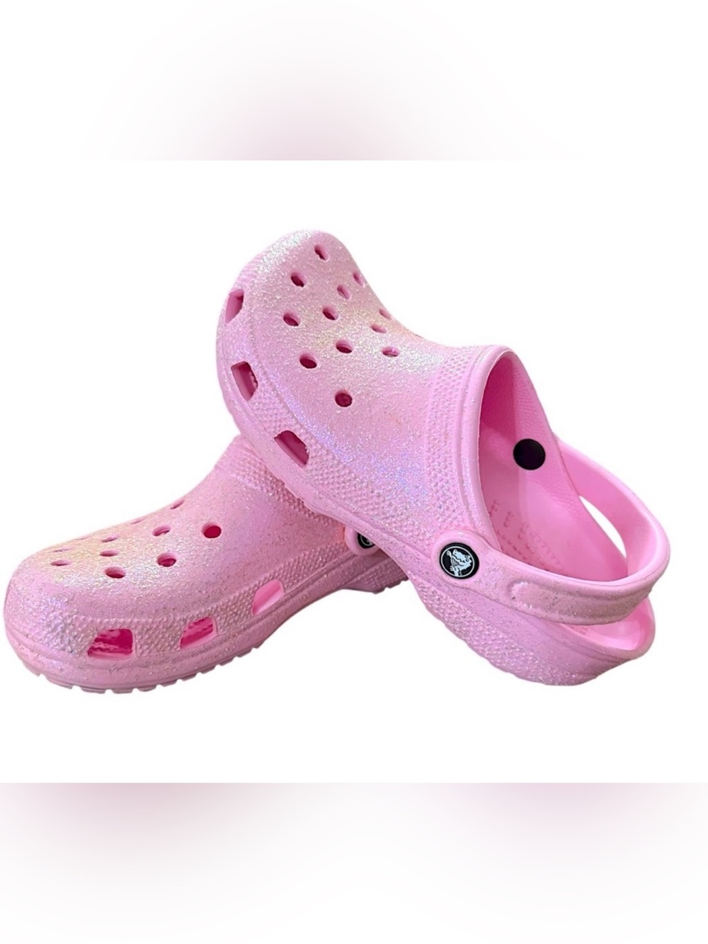 CROCS Classic Fit Girls Pink Tweed Slip On Glitter Clogs Big Kids J 5